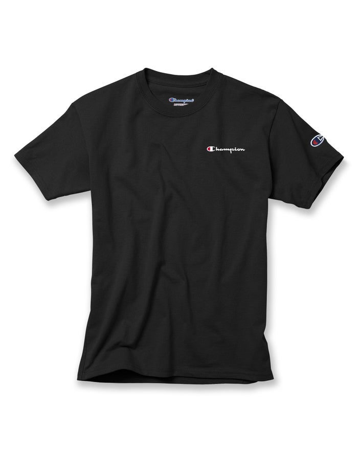 Champion Boys T-Shirt NZ - Cotton Script Logo Black ( 2489-BEYJV )